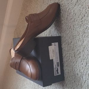 Leather Loafer Mules - Cognac
